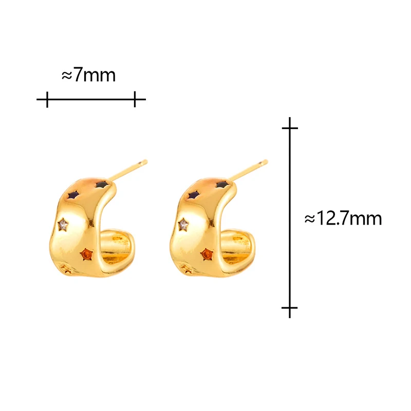

Real 925 Sterling Silver 18K Gold Zircon Star Letter C Stud Earrings for Women Minimalist Fine Jewelry Cute Accessories