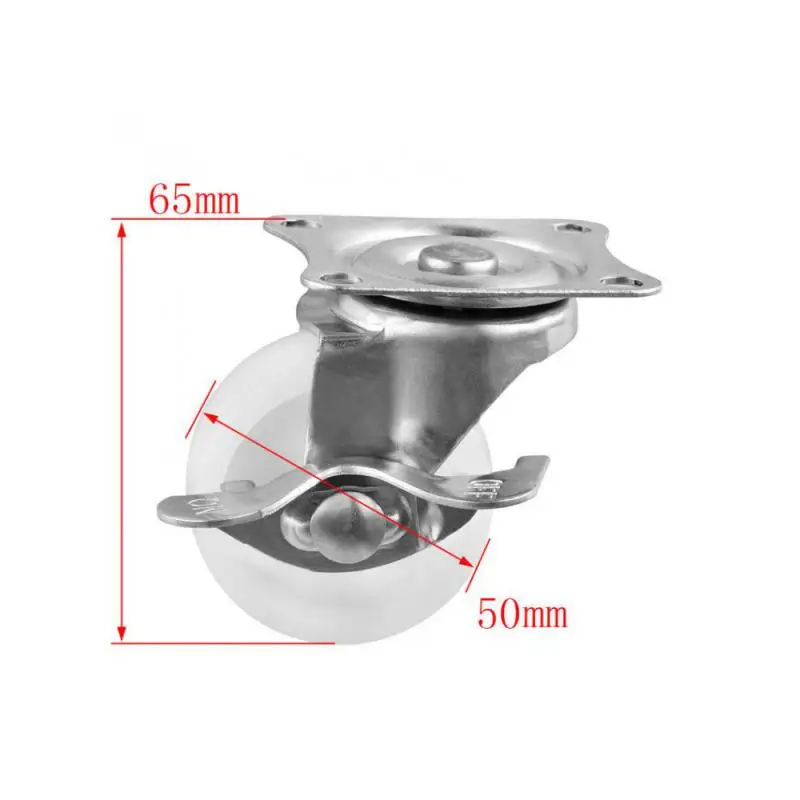 5 Packs 2 Inch Universal Belt Brake Caster Diameter 5cm White PP Flat Bottom Wheel Display Cabinet Roller