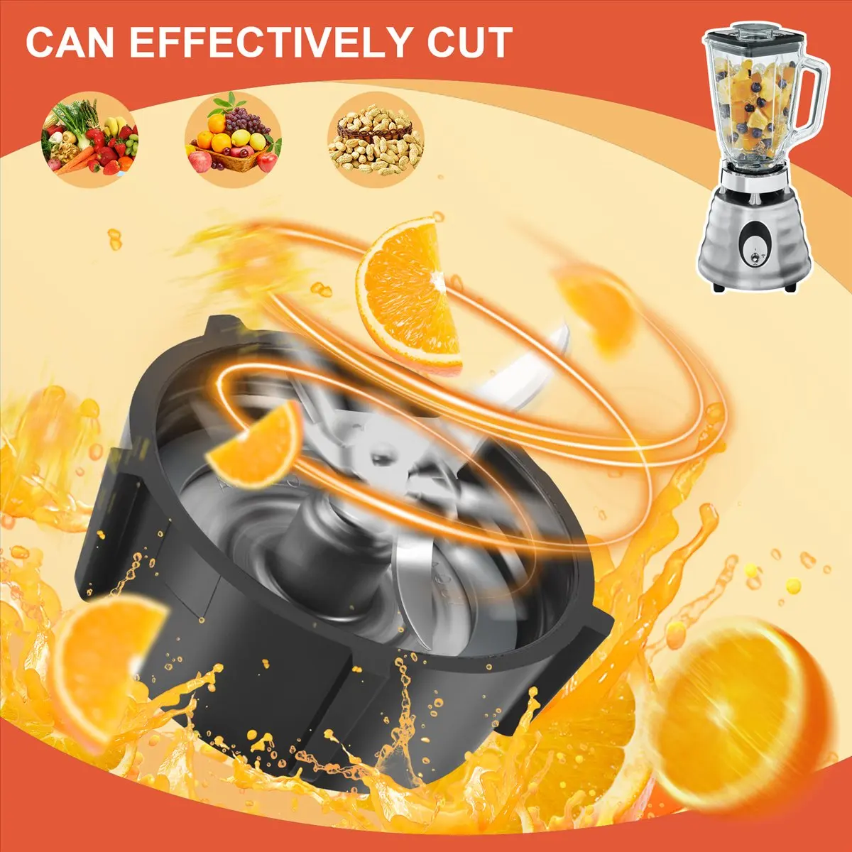 (ABUB) Replacement Parts for Oster Osterizer Blender, 4 Point Fusion Blades Assembly with 2 Piece Rubber Seal Gasket 4961