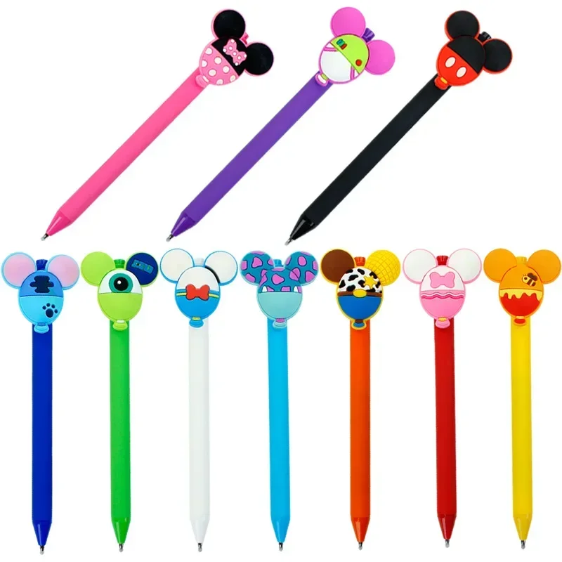 10pcs Disney น่ารัก Mickey ปากกาเจลสีดําบัญชีมือ Mickey Mouse สํานักงานลายเซ็นปากกานักเรียน Kawaii เขียน Stationer