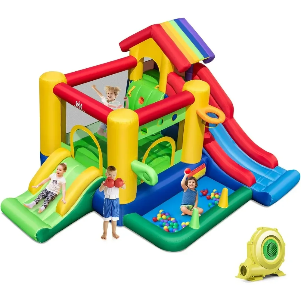 

Bounce House with Ball Pit, Dual Slides Bouncy House for Kids Aged 3+ Backyard Party Fun w/Blower, Kids Bounce House with Slide