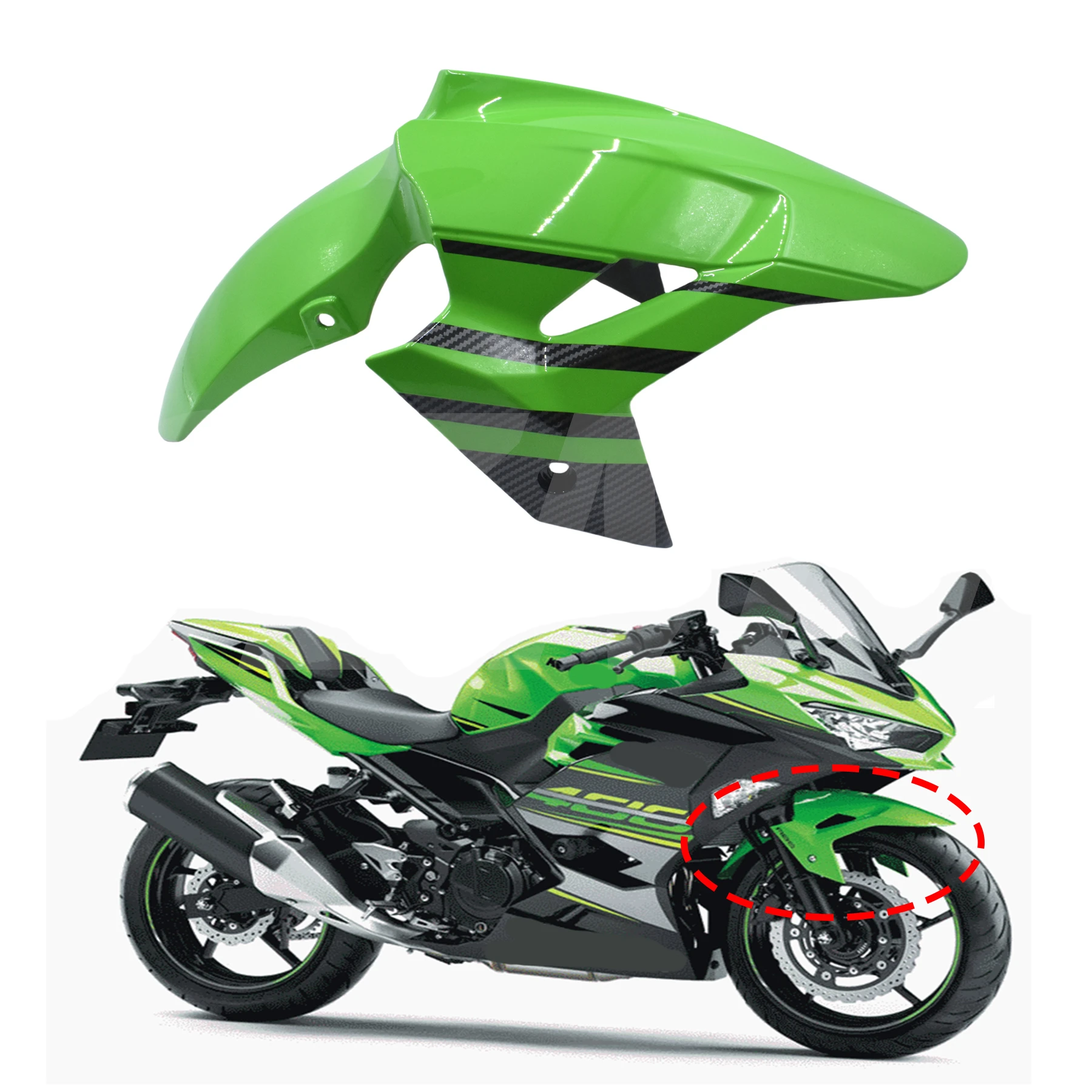 

Переднее крыло для шины, брызговик, обтекатель, деталь, подходит для KAWASAKI Ninja 400 Z400 EX400 2018 - 2023