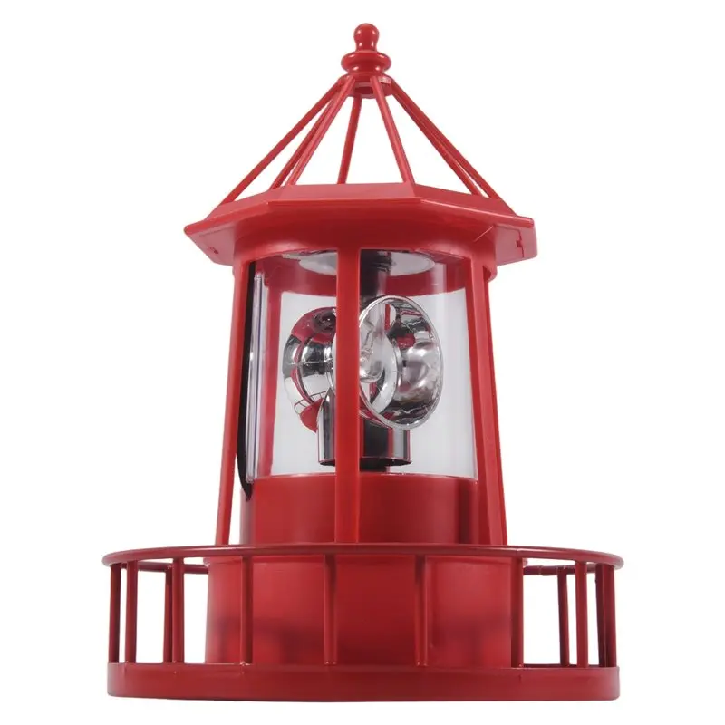 ABAH-LED Solar Powered Lighthouse, 360 Degree Rotating Lamp Courtyard Decoration Waterproof Garden Towers Statue Lights