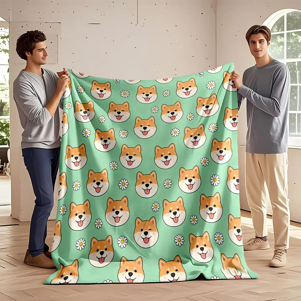 6 Styles Cartoon Puppy Head Collage Print Blanket Suitable for All Seasons Adult Children for Sofa Home Travel Camping