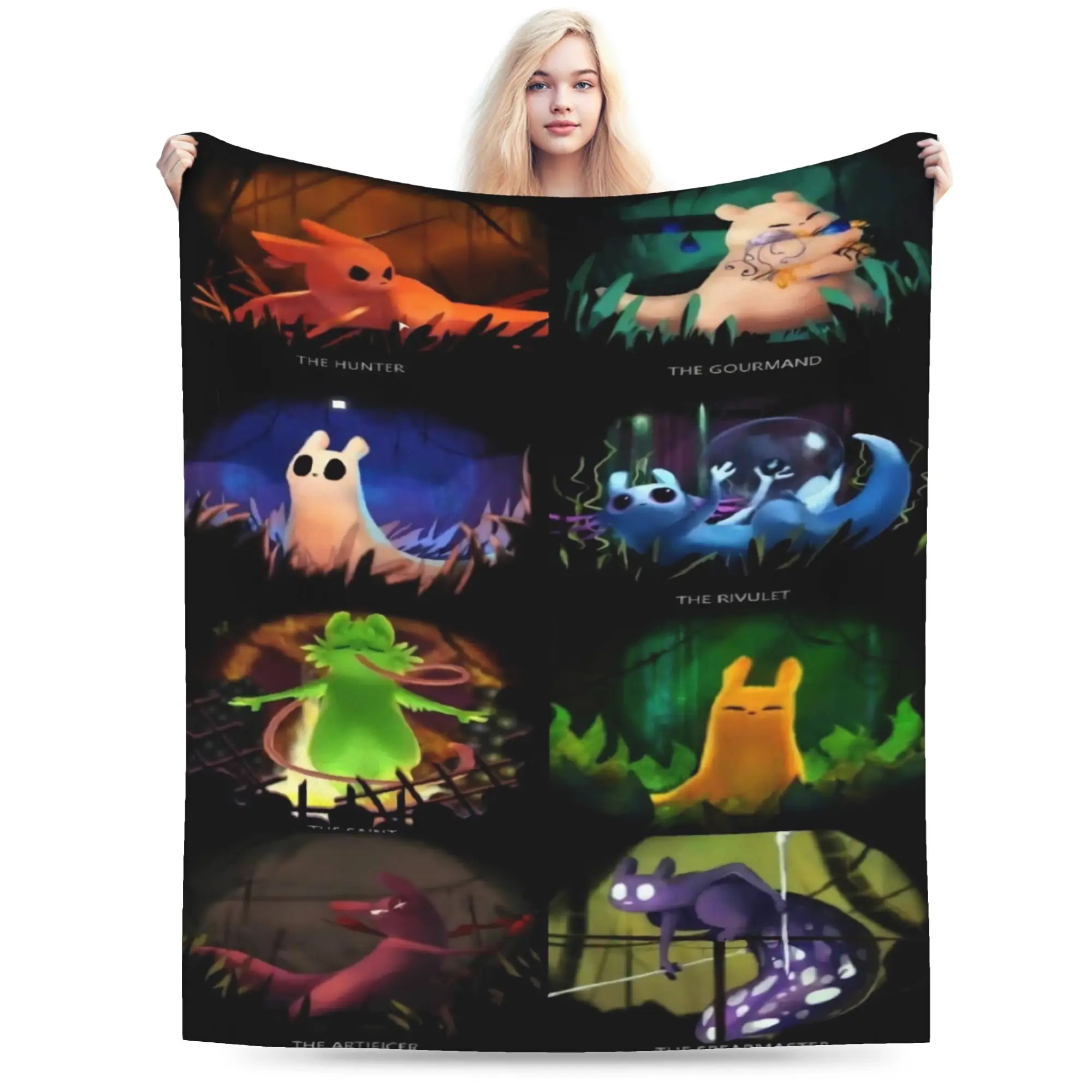 Rain World Slugcat Hunter Gourmand Rivulet Saint Artificer Spearmaster Blankets Ultra-Soft Fleece Healing Gifts  Throw Blankets
