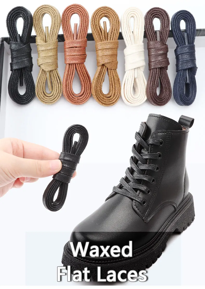Waxed Wohnung Schnürsenkel Leder Wasserdicht Casual Schuhe Schnürsenkel Unisex Stiefel Schnürsenkel Länge 60 80 100 120 140 160 180 CM 1 paar – Detail 1