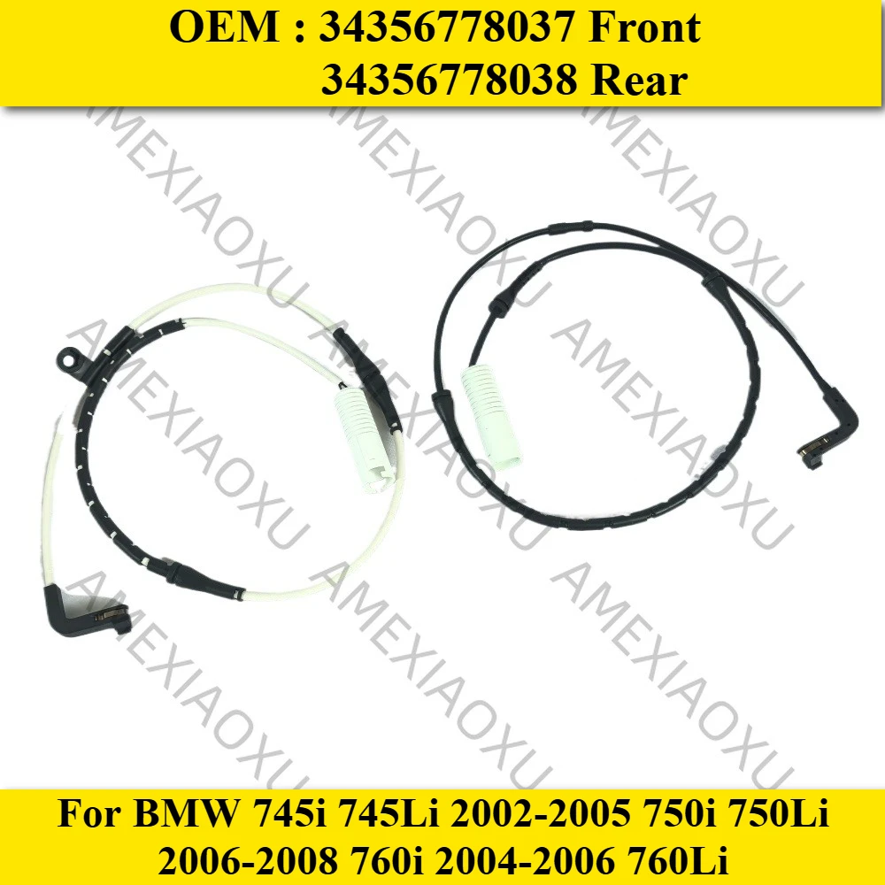 34356778037 Front + 34356778038 Rear Brake Pad Sensor For BMW 745i 745Li 2002-2005 750i 750Li 2006-2008 760i 2004-2006 760Li