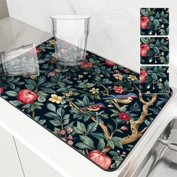 Large Kitchen Absorbent Mat William Morris Antiskid Draining Coffee Dish Drying Mat Quick  Bathroom Drain Pad Tableware Mat