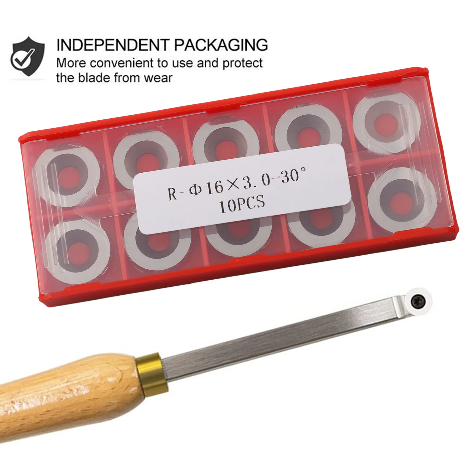 16mm Turning Insert Accessories Round Silver Solid Carbide Tool With Screws 30 Cutting Angle For DIY Wood Turning
