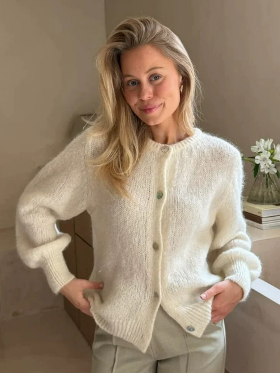 

Autumn Casual Knit Sweater Cardigan For Women New Inner Knitting Top Coat Clothes Ribbed Female Knitwear Cardigan