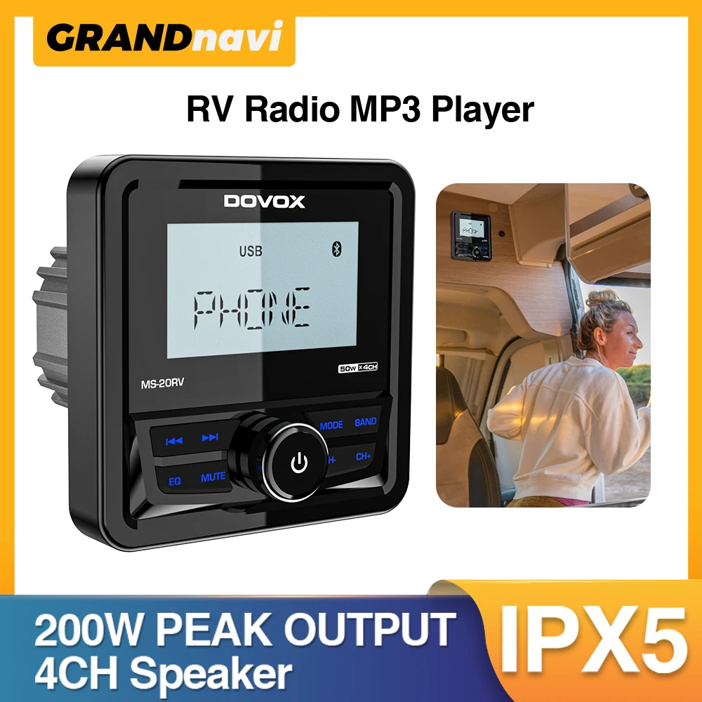 Marine Radio Boat Stereo Bluetooth FM AM Digital Media Audio Player IPX5 Waterproof For Yacht ATV UTV RV Golf Cart Speedboat