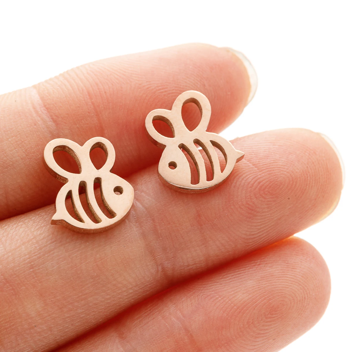 1Pair Small Bee Stud Earring Stainless Steel Mini Earrings For Women Girls Party Jewelry Gift