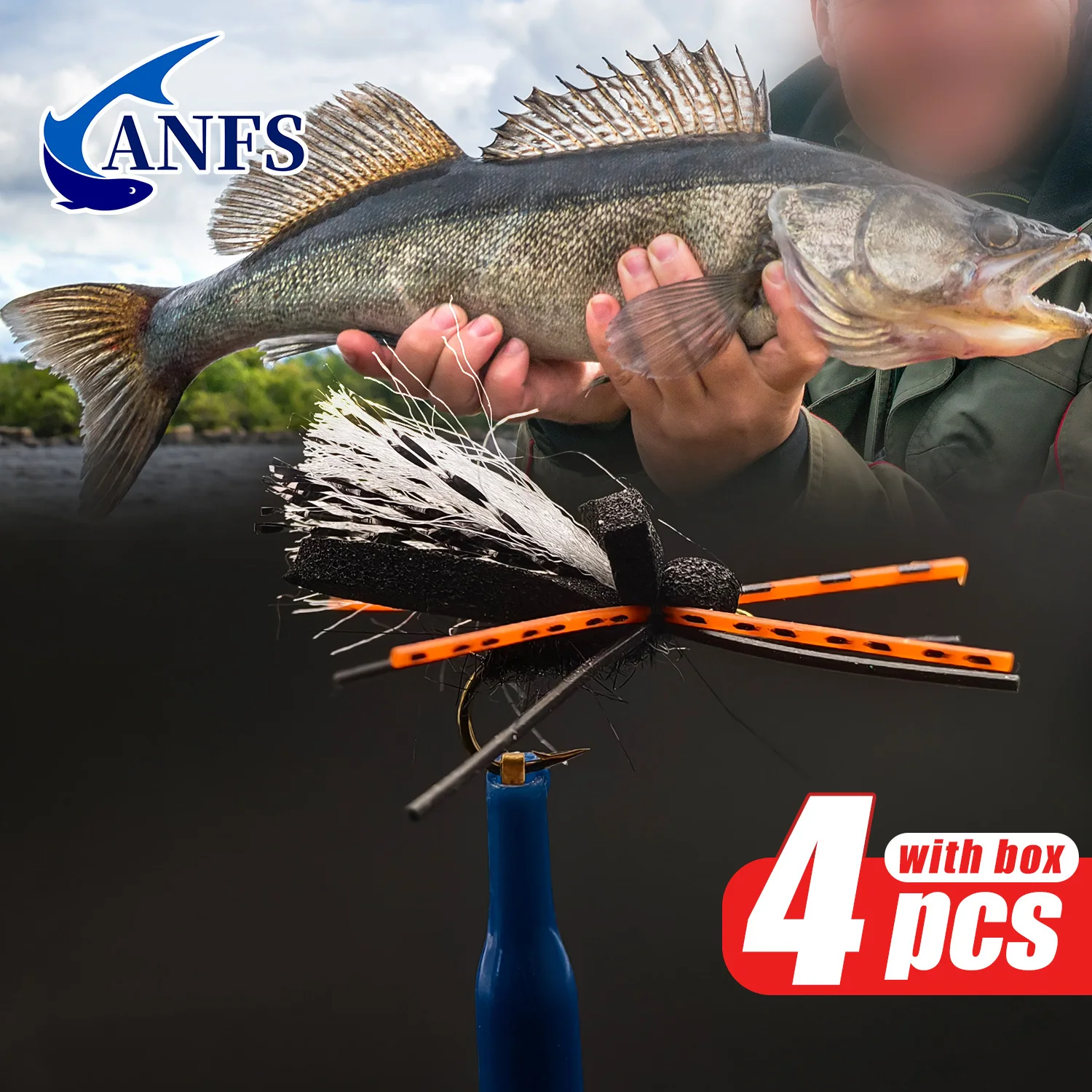 ANFS Moscas de cigarra Savage de espuma negra para pesca - imagen 5
