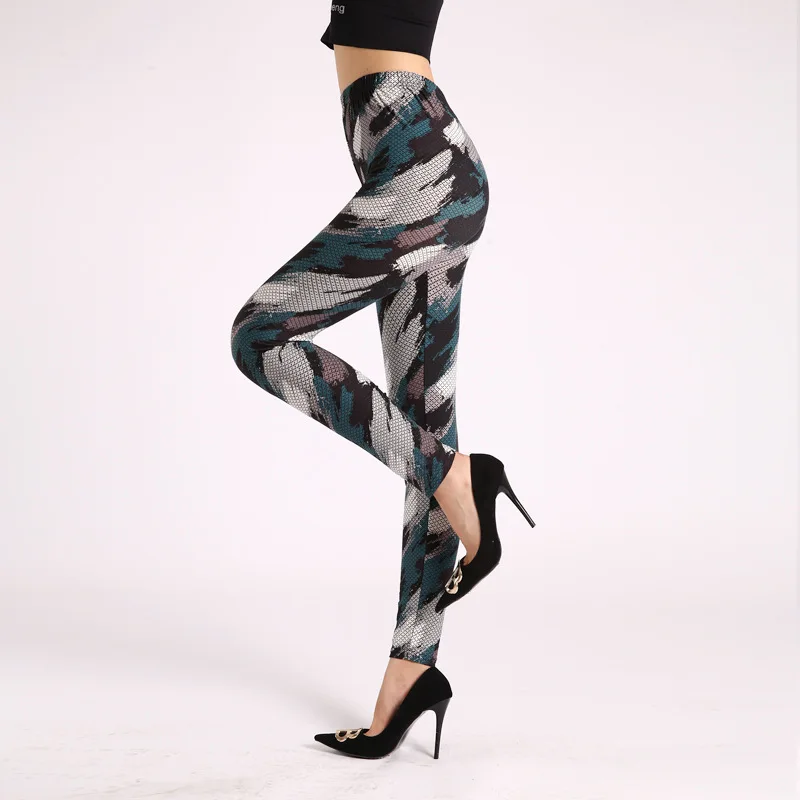 

LJCUIYAO Camouflage Printing Elastic Leggings Workout Women Sports Wear Clothing Fitness Pants Casual Ankle-Length New Bottom