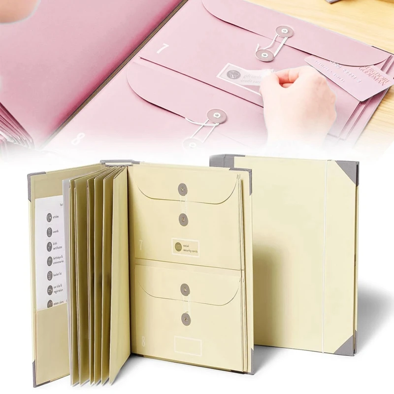 라벨이 달린 파일 폴더, 지퍼 파우치가 달린 귀여운 종이 정리함, 가정 사무실용 휴대용 문서 정리함