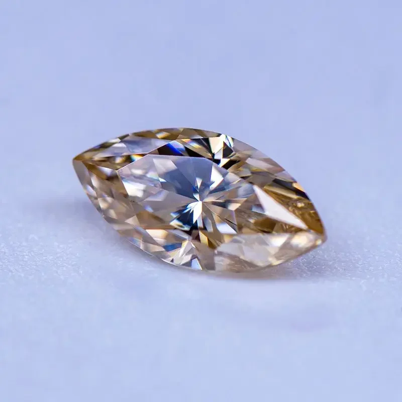 Moissanite Stone Primary Color Tea Yellow Marquise Cut  Lab Grown Charms Jewelry Rings Earrings Making with GRA Certificate