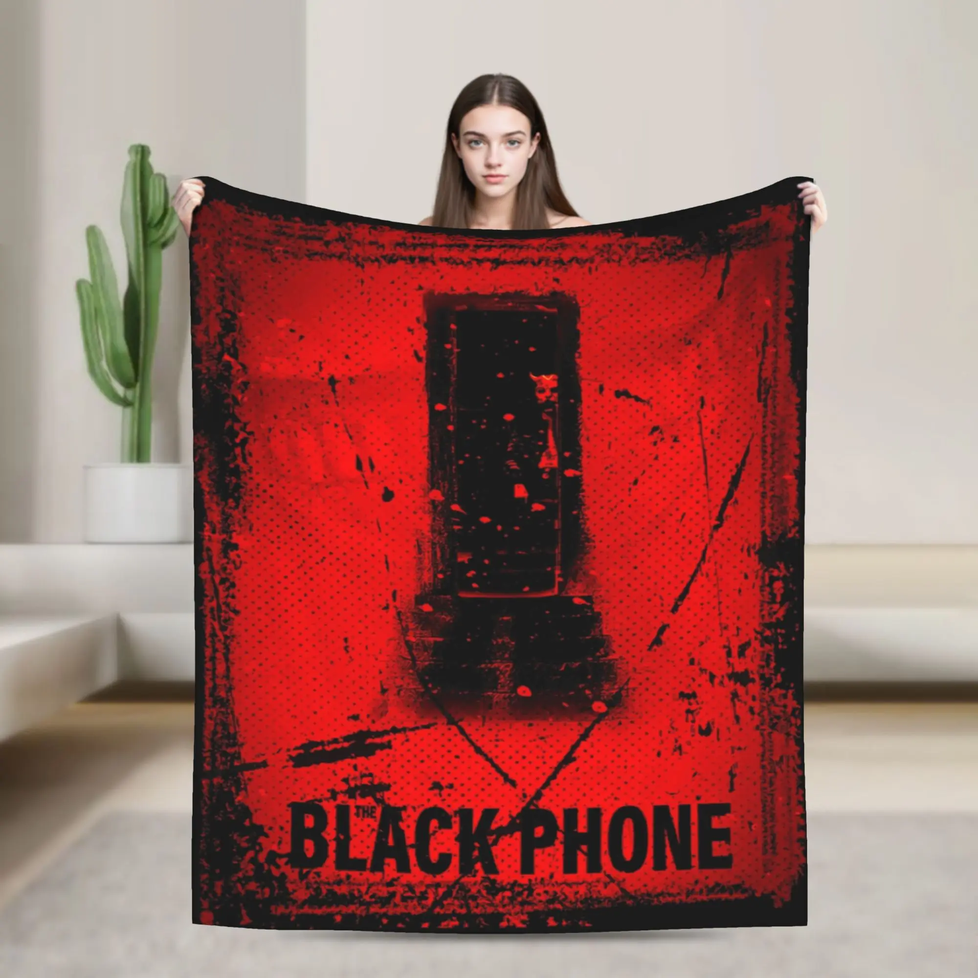

Bloom Vintage Horror Halloween 90s Movie Black Phone Knitted Blankets Flannel Super Warm Throw Blanket for Home Couch Bedspread