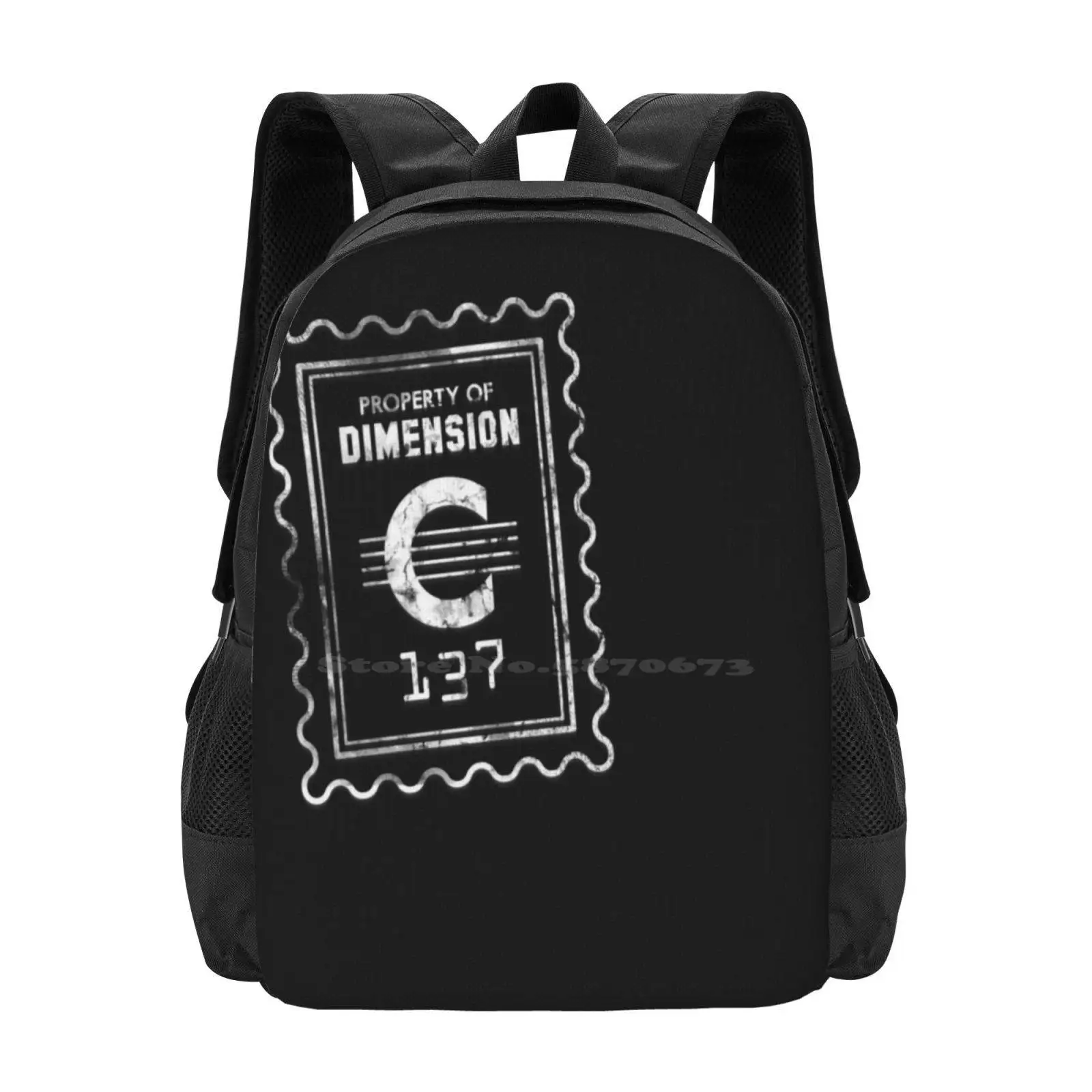 Property Of Dimension C-137 Backpack For Student School Laptop Travel Bag C137 C 137 Dimension Property Stamp