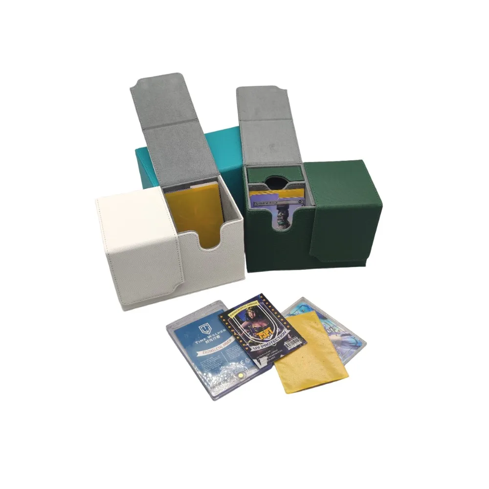 صندوق بطاقات من جلد البولي يوريثان، درج مزدوج الكفة، صندوق تخزين بطاقات مربعات، مجموعة بطاقات على شكل درج PTCG Pok é mon، لعبة متعددة الوظائف