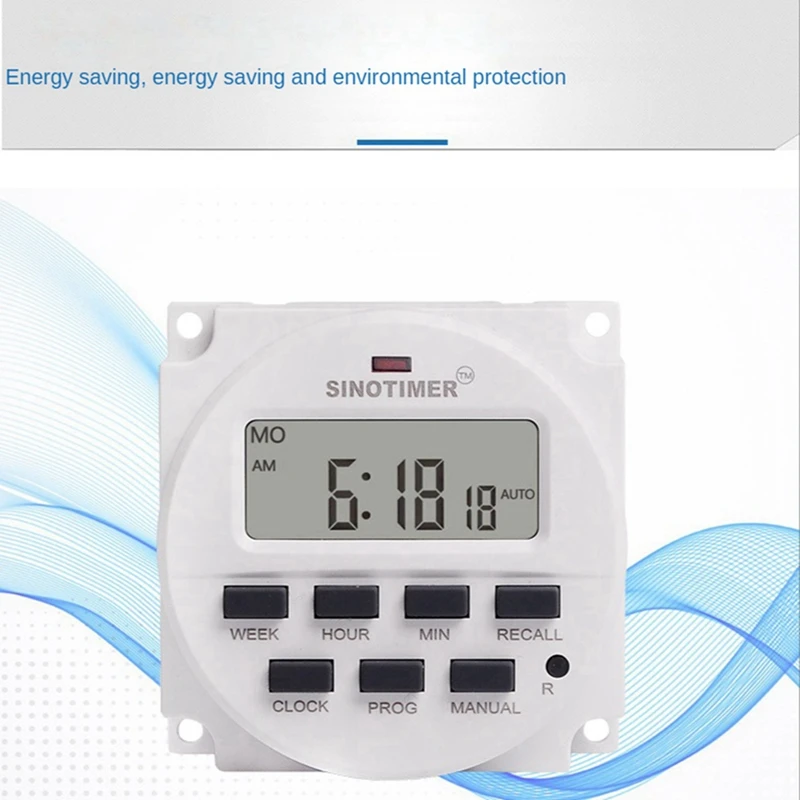 SINOTIMER Temporizador Digital Programável Interruptor, Relé Dentro e Função Tempo de Contagem Regressiva, 2X Tm618n-2, LCD, 1.6 ", 220V AC, 7 Dias