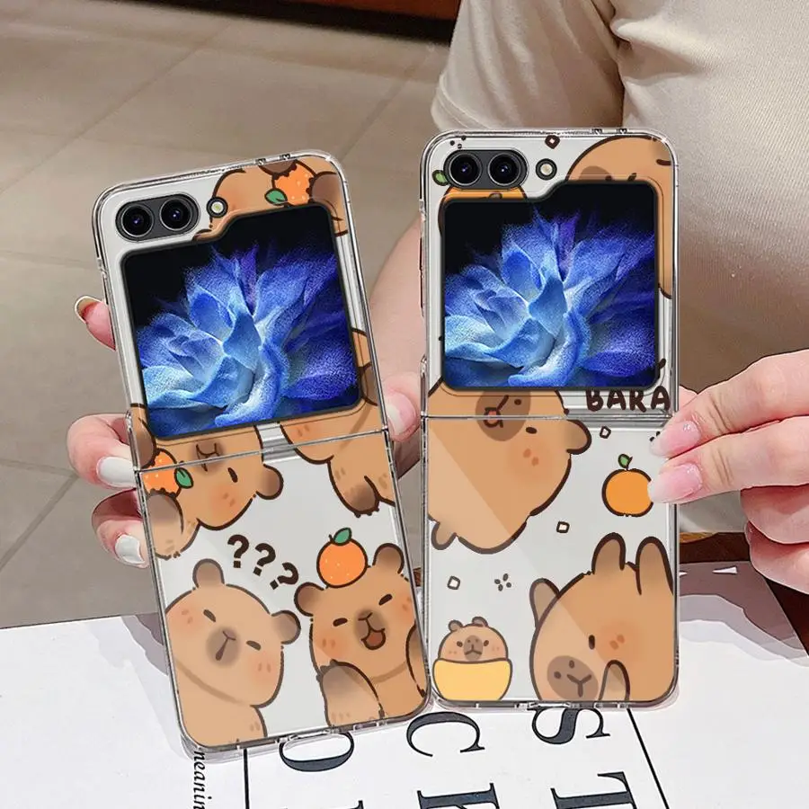 حافظة كارتون كابيبارا لهاتف سامسونج جالاكسي ZFlip6 Z Flip 7 6 5 4 3 ZFlip5 ZFlip7 ZFlip4 ZFlip3 غطاء هاتف ناعم شفاف #1