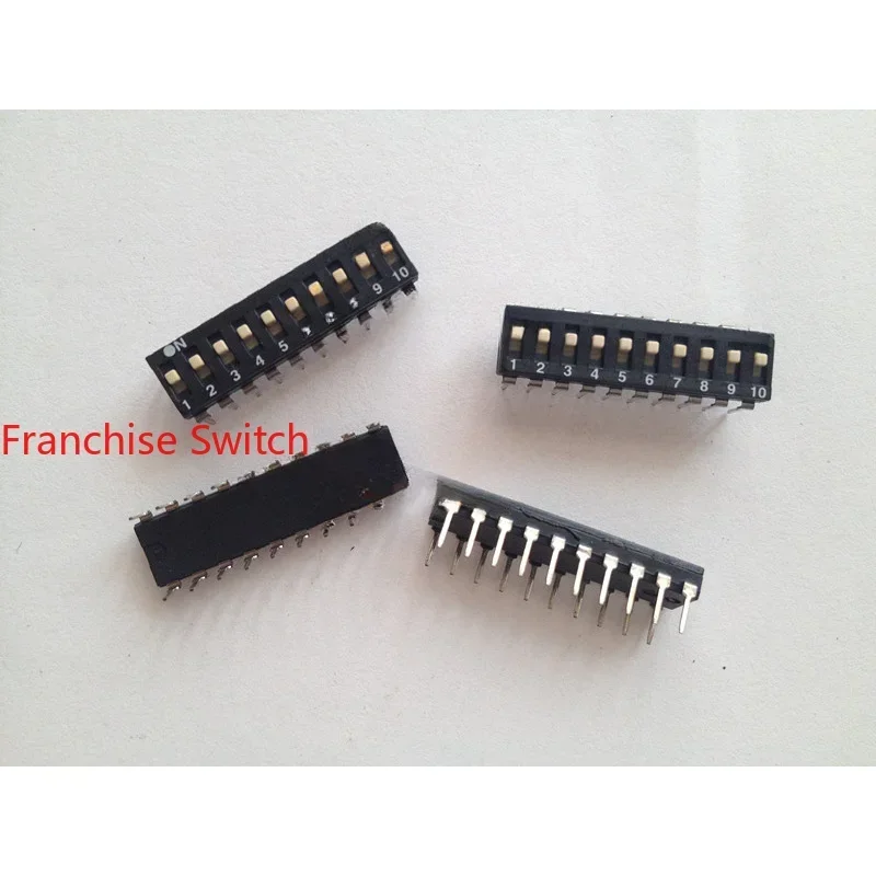 10PCS DIP Switch Flat Dial Coding  10 BIT 10P PITCH 2.54MM BLACK ON