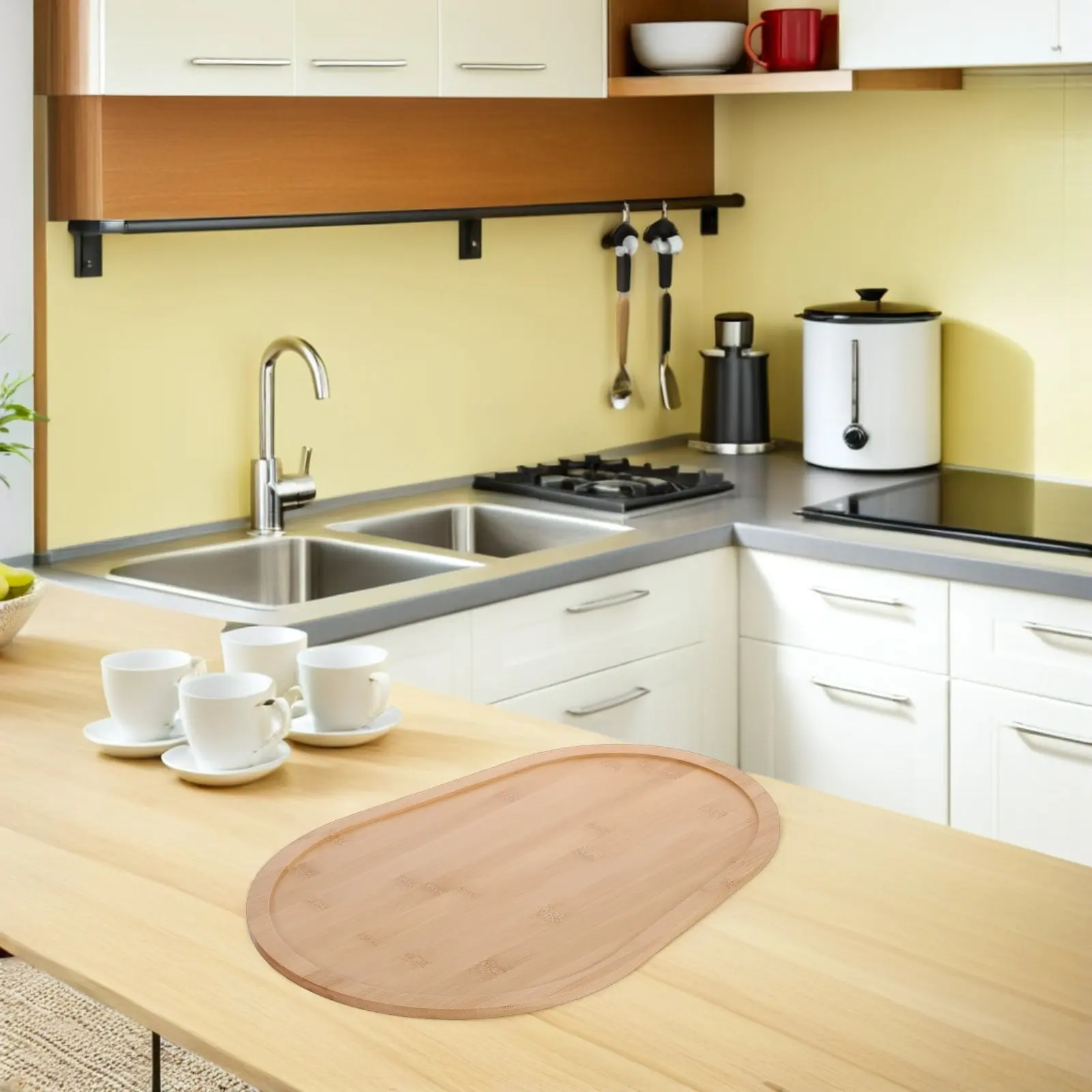 Bamboo Stand Mixer Slider Mat 16x11 Inch Kitchen Countertop Appliance Sliding Tray Reusable Mixer Base Gripper Non-Slip Mat