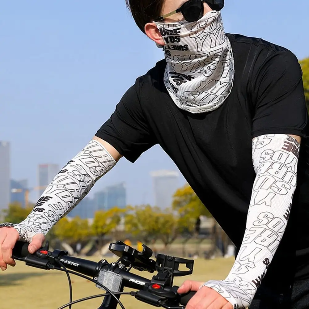 

Solid Color Ice Silk Mask UV Protection Arm Cover Ice Silk Sleeve Long Gloves Summer Face Scarves Mountaineering Face Mask