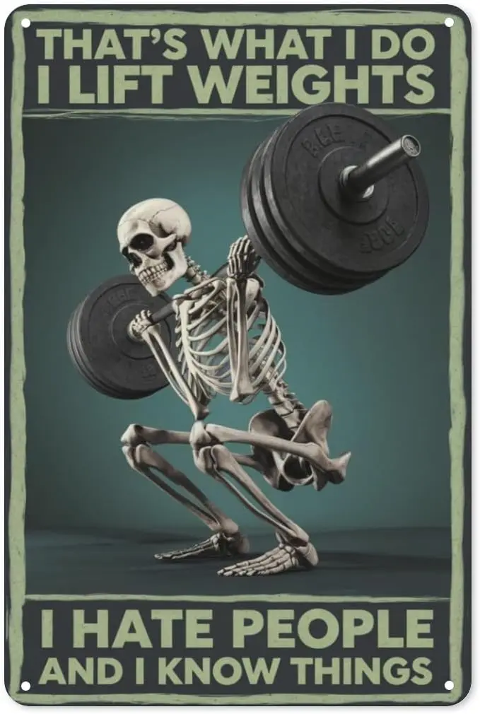 Gym Skeleton Metal Sign 8X12IN 