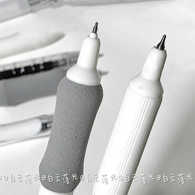 7 Piece Student Gel Pen for Kids Simplicity White Grey Color Transparent Series Stationery Gel Pen 0.5mm Black Ink Writing Pen