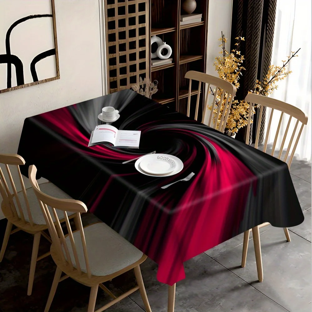 One fashionable black and red gradient vortex pattern tablecloth, suitable for home, restaurant and office table use.zyc