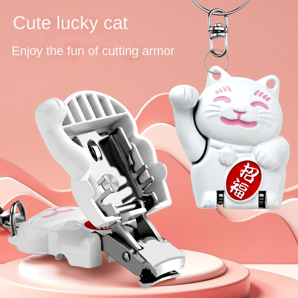 Maneki Neko Lucky Cat Mini Nail Clipper Keychain Bag Pendant Car Key Decor Mini Nail File Mini Size Foldable Fingernail Clipper