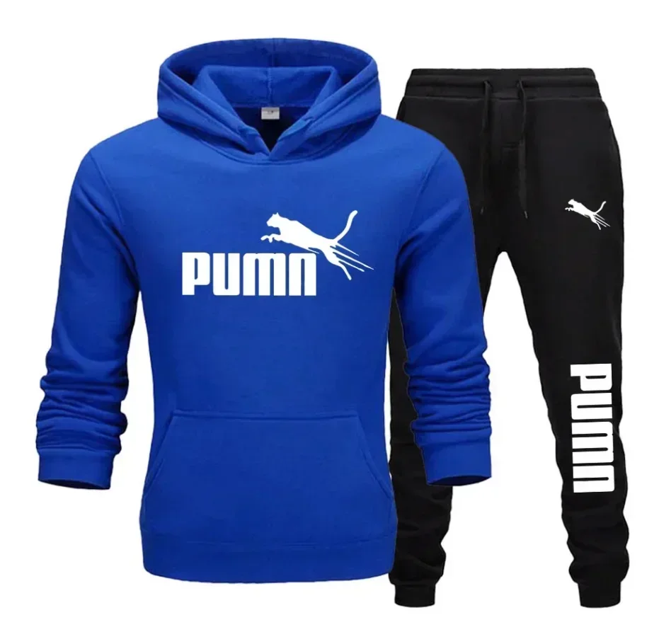 New autumn and winter men's and women's hooded sweatshirts and pants two-piece outdoor casual sportswear set
