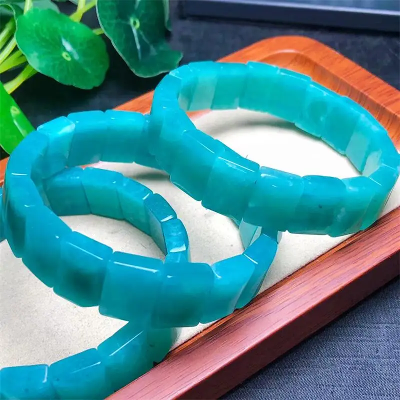 Natural Amazonite Bracelet Hand Platoon Bangle Crystal Healing Stone Fashion Gemstone Jewelry Gift 1pcs   9-13MM