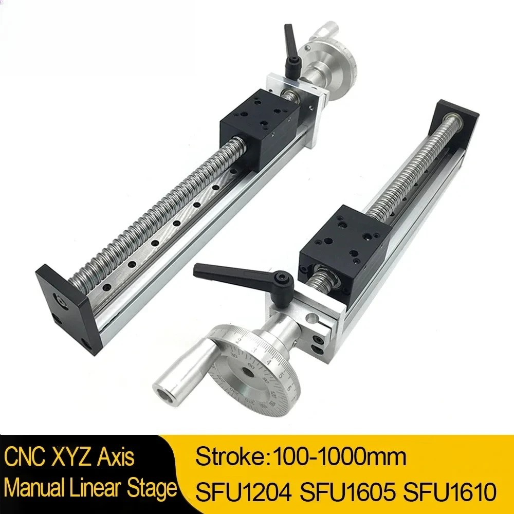 Motion Slide Stage 100-1000mm Effective Stroke Handwheel Aluminum Sliding Table 500mm/s XYZ Axis CNC Manual Linear Rail Guide