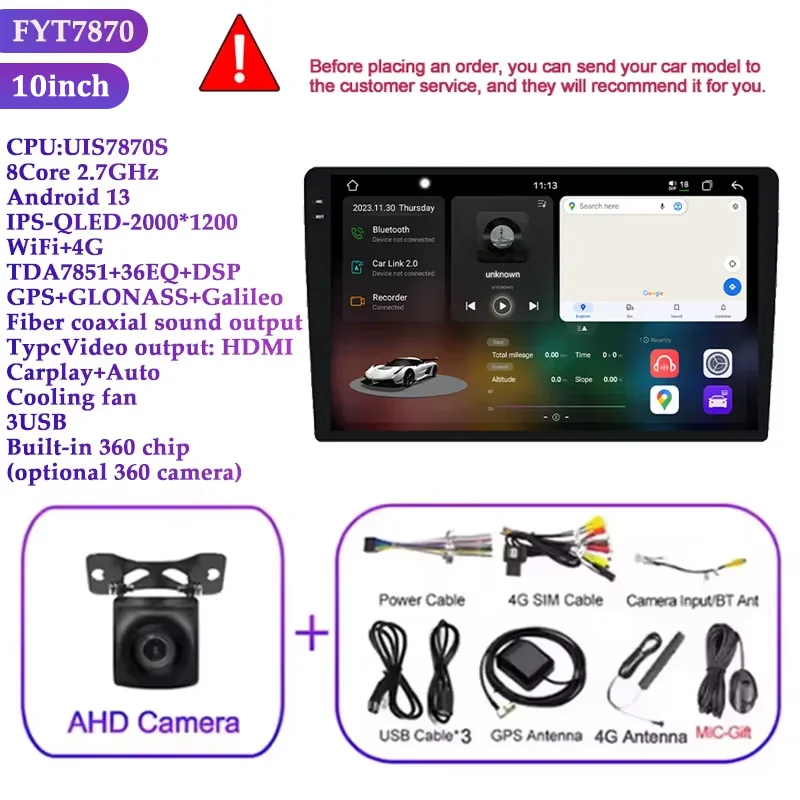 8cores 12 + 256G Android13 autoradio 5G WIFI Carplay & Android auto GPS DSP multimuoia carplay android Speler WIFI Bluetooth