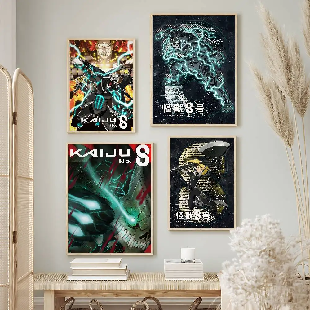 Trending Anime Kaiju No. 8 Posters Premium Self-Adhesive No Residue Wall Sticker for Home Office Bar Decor