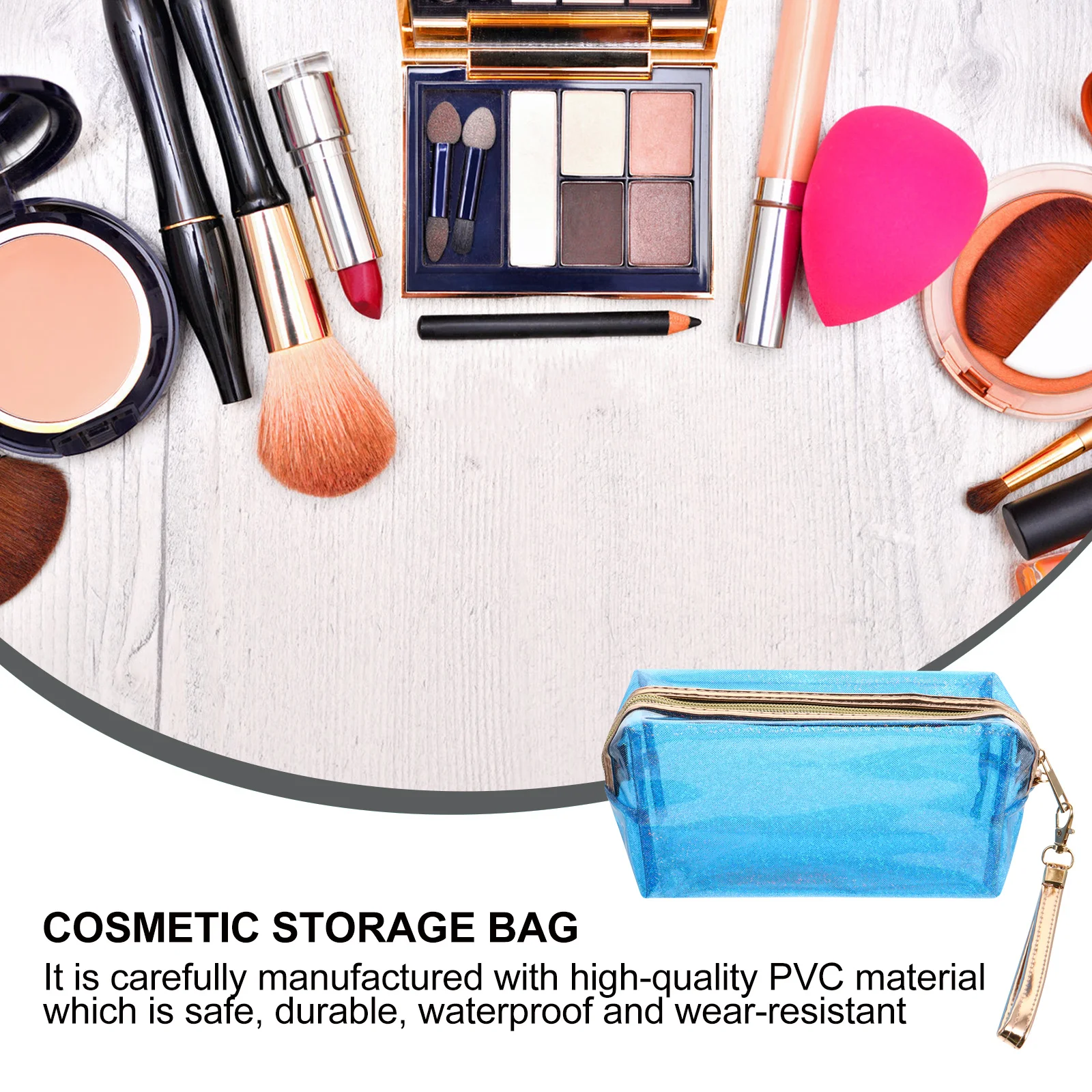 

Toiletry Bag PVC Cosmetics Storage Pouch Organizing Makeup Portable Multi-purpose