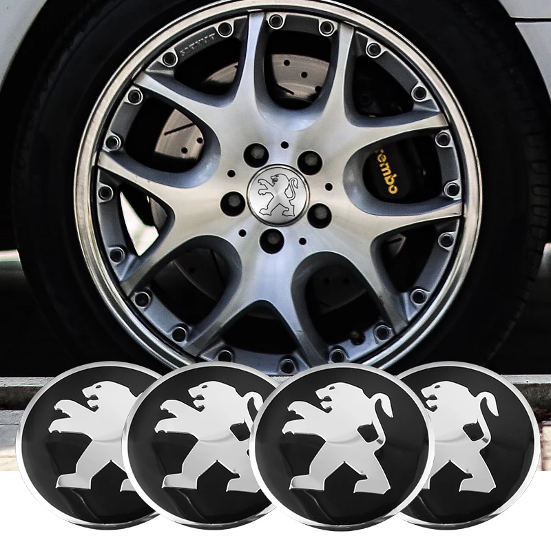 4Pcs Car Wheel Hub Center Cap Metal Emblem Stickers For Peugeot 206 307 308 207 3008 208 407 508 2008 5008 301 406 408 607 4008