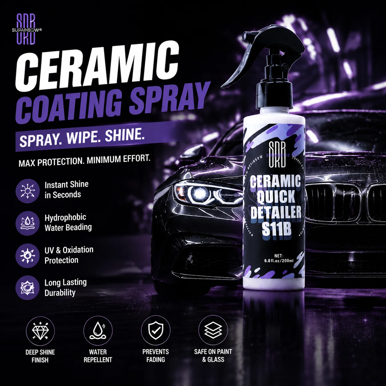 3 in 1 Car Ceramic Liquid Coating Spray Nano Crystal Hydrophobic Layer Polishing Agent High Gloss Paint Protection Wax Car Care