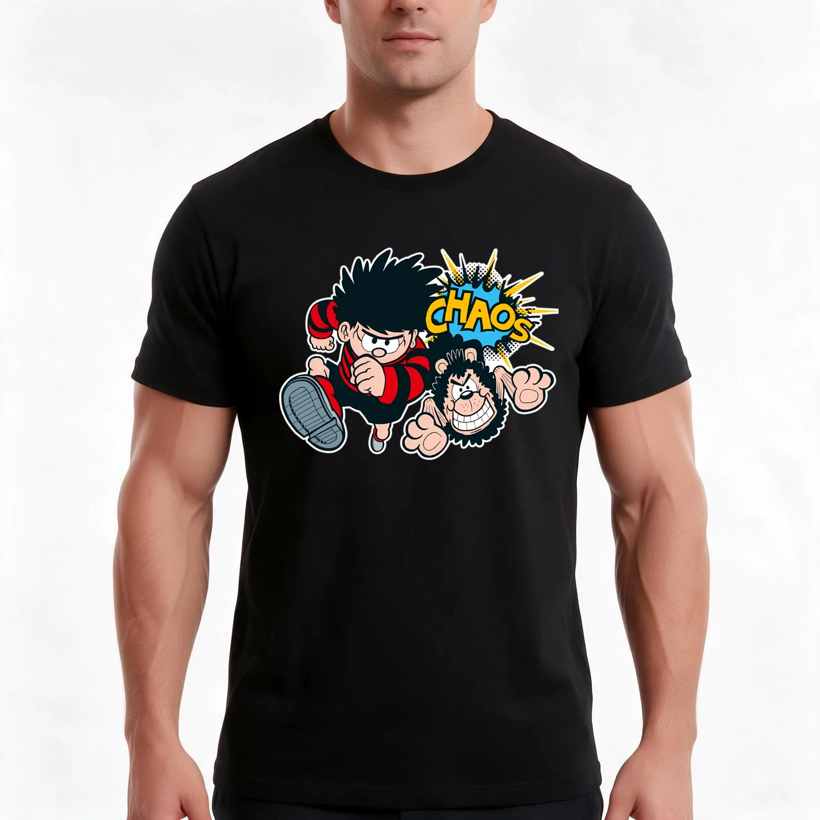 Dennis the menace CHAOS retro style T-Shirt, Summer Casual Cotton Tee, Oversized Streetwear Tops, Vintage Graphic Print