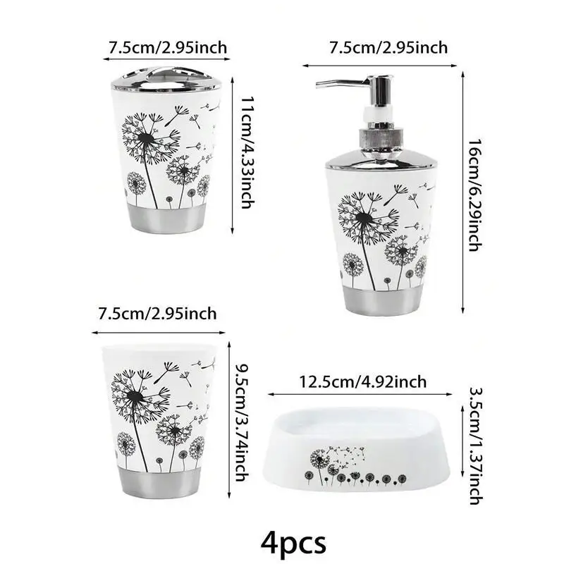 

4-piece dandelion/4-piece butterfly/4-piece marine life bathroom supplies set, including toothbrush cup-mouthwash cup-soap dish