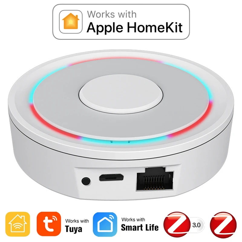 HomeKit ZigBee Gateway Hub Smart Home Bridge ZigBee APP Remote Control Works with Apple HomeKit Alexa Google Home Tuya SmartLife