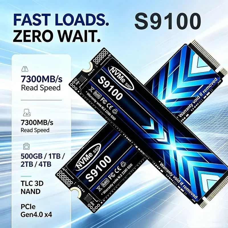 SSD M.2 de alta velocidade S9100, 1 TB, 2 TB, 4 TB, 7300 MB/s, PCIe 4.0, M.2 2280, unidade SSD NVMe, unidade de estado sólido interna para portátil e PC.