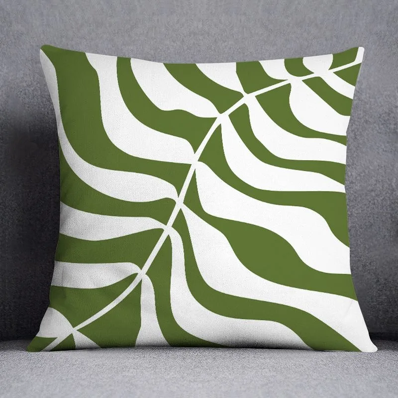 Green plants geometric pattern pillowcase sofa cushion living room bedroom pillow cover home fabric decoration