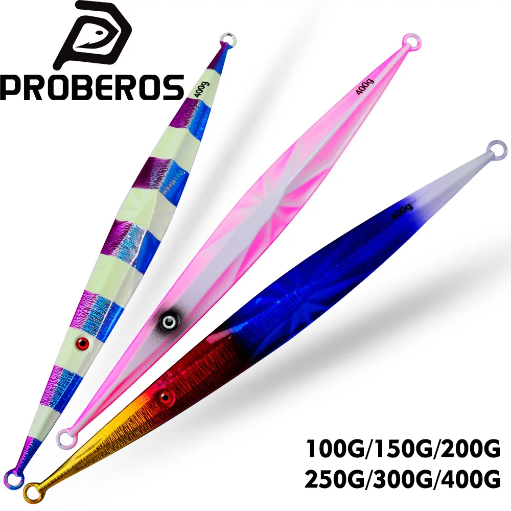 PROBEROS 1 Stück Vertikaler Metall-Jig mit Langer Klinge, Harter Köder 100g-400g, Schneller Leichter Jigging-Köder, Küsten-Langwurf-Sinkköder