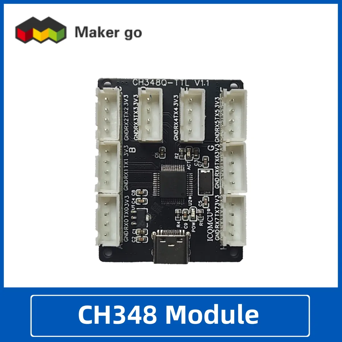 Ch348 Modul Typ-c 8-Wege-Mehrkanal-Erweiterungsplatinenmodul USB-TTL Modul ch348q Typ-c