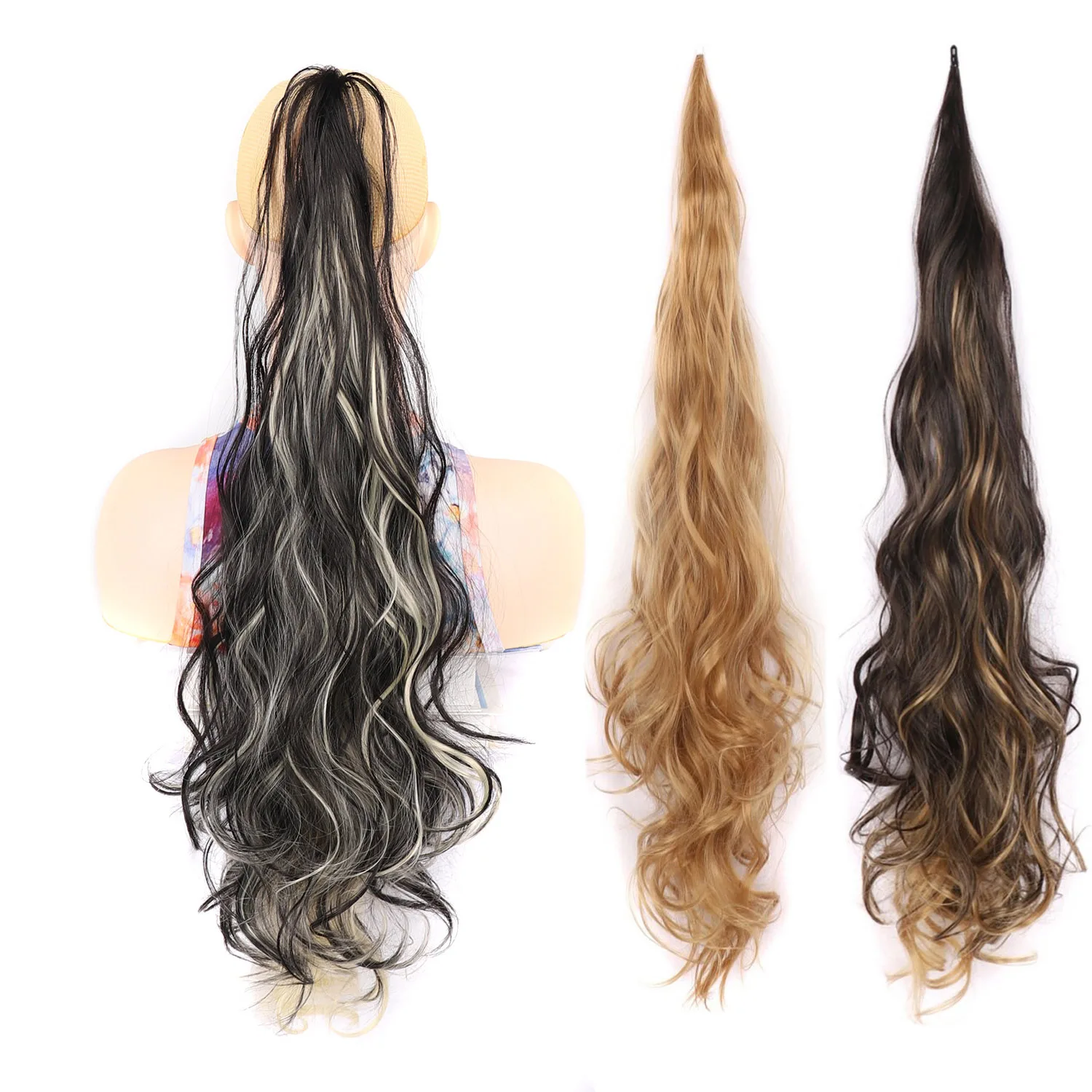 

Ponytails Hairpiece 32inch Long Wave Flexible Wrap Around Ponytail Extension for Women Natural Looking Synthetic Hair Add On