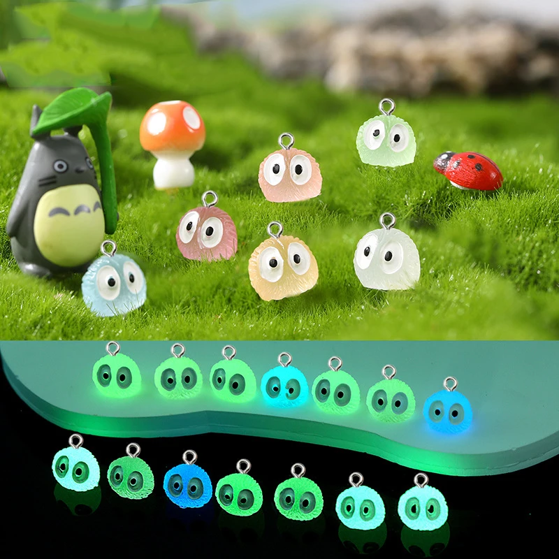 10Pcs 빛나는 연탄 Elfs 수지 매력 쥬얼리에 대 한 귀여운 검은 공 스프라이트 귀걸이 펜 던 ​​트 DIY 키 체인 액세서리 만들기