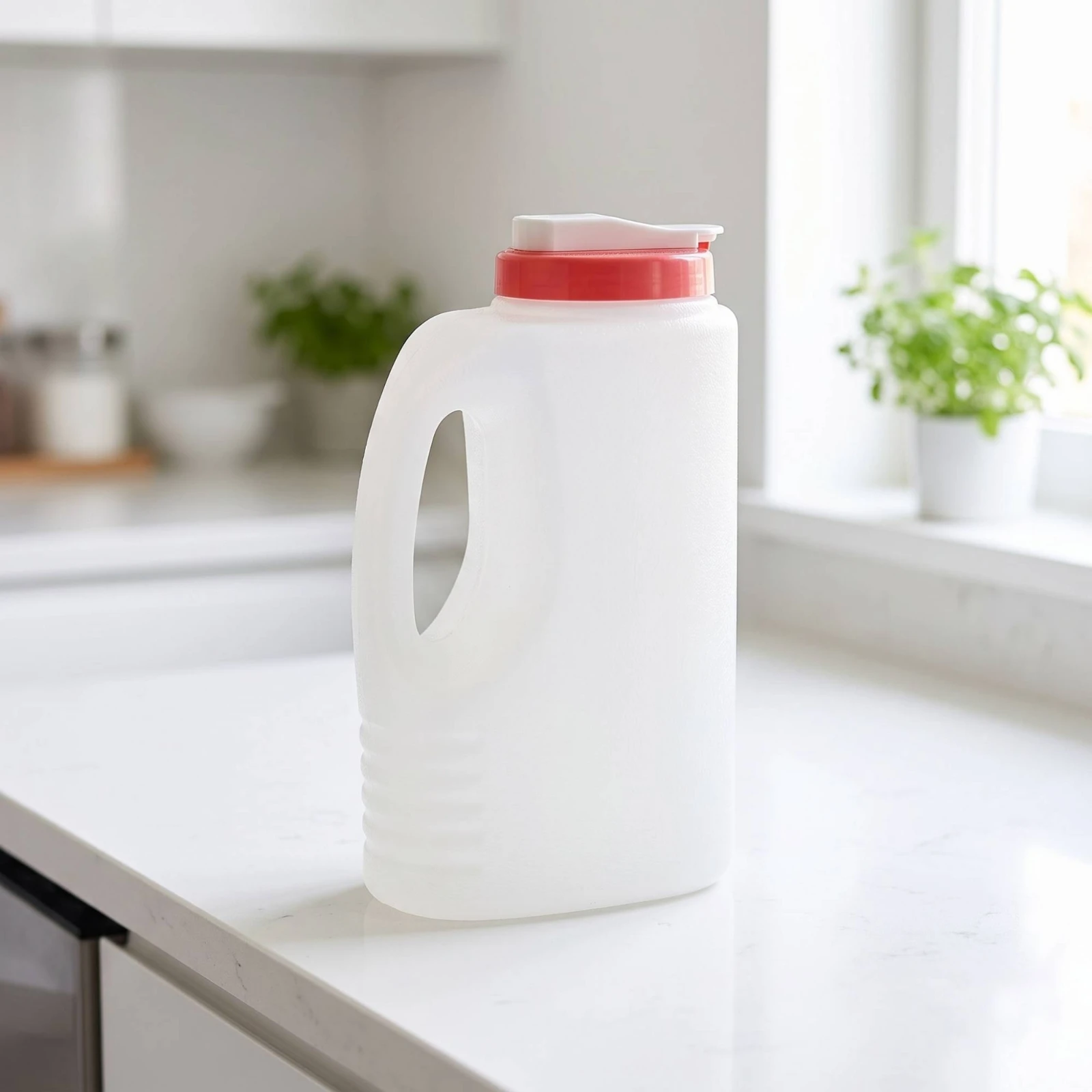 Plastic Jug with Lid Food-Safe Free Beverage Pitcher with Spout Pitcher with Lid Translucent Carafe Frosted for Kitchen